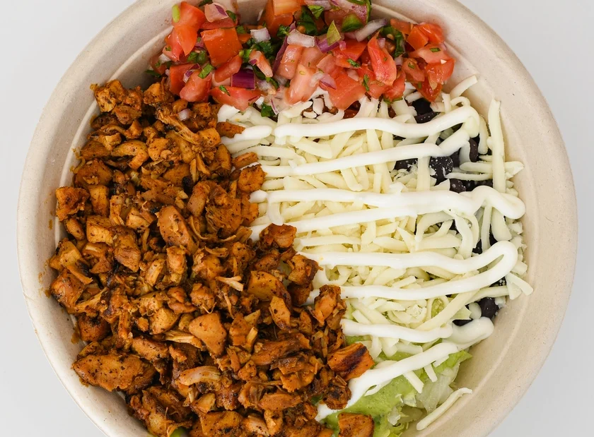 Pollo Asado Bowl at tacos del barrio in brooklyn